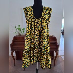 Maeve Black and Yellow Floral Mini Dress